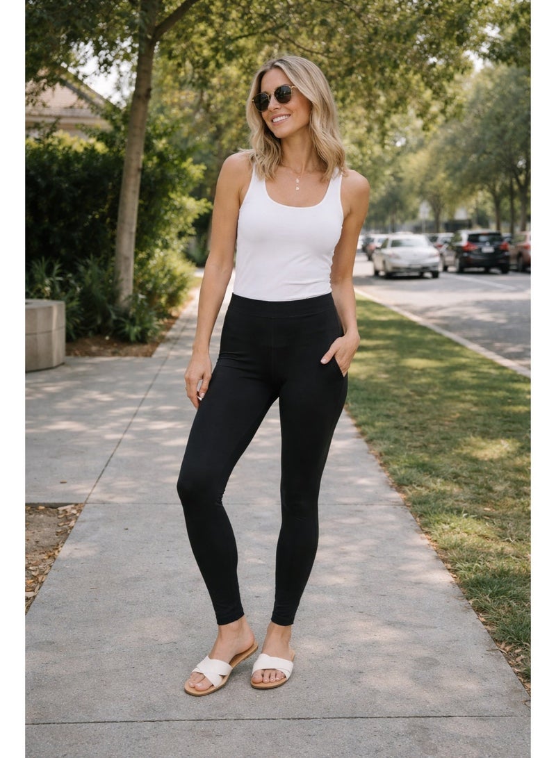 برفكتوري بنطال قطني نسائي ضيق، قطعة أساسية مريحة للارتداء اليومي - أسود - Image 4